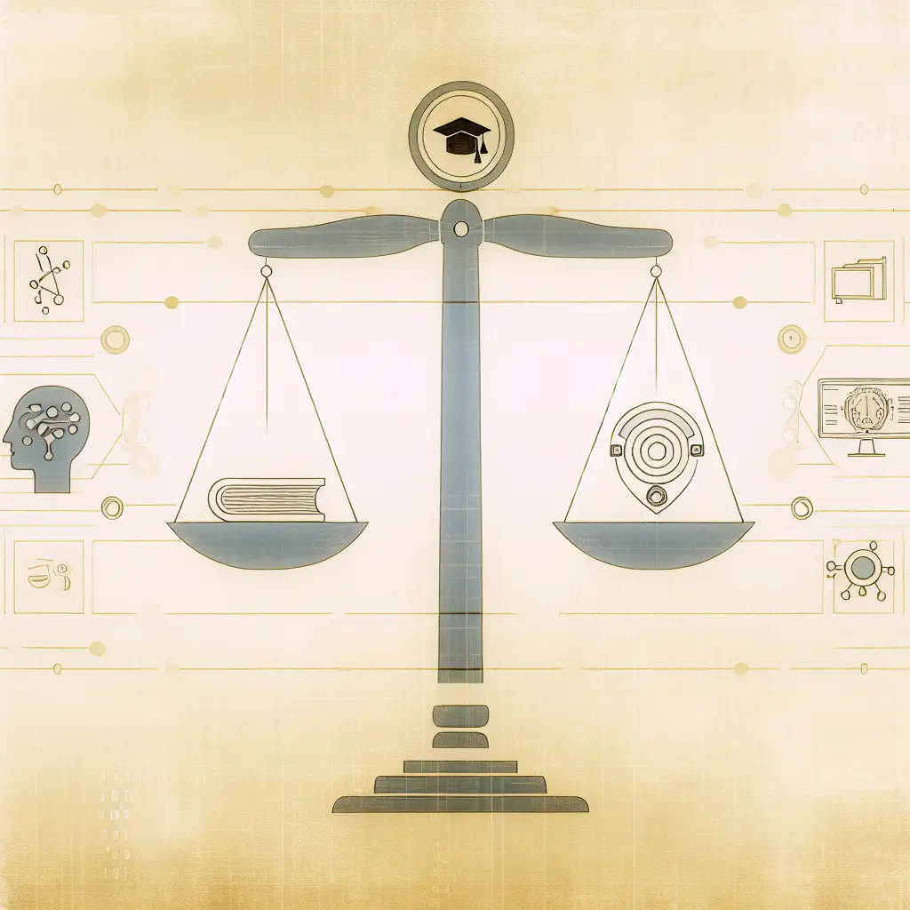 Balanza representando el equilibrio entre integridad académica e innovación con IA