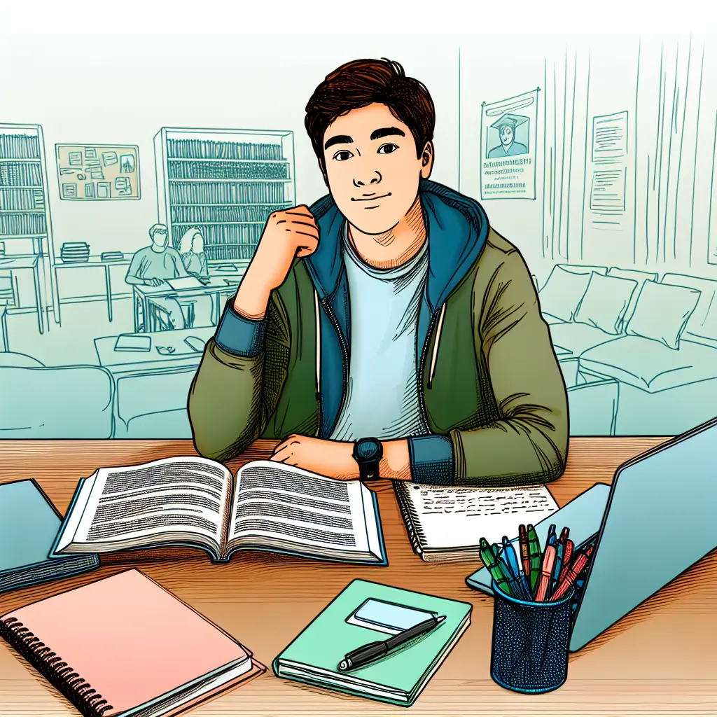 Estudiante trabajando en su TFM en la biblioteca de la Universidad de Barcelona