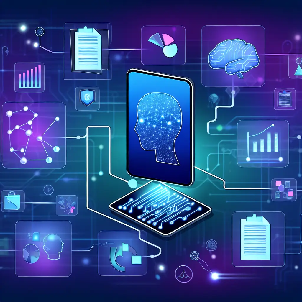 Representación conceptual de inteligencia artificial procesando datos de investigación psicológica