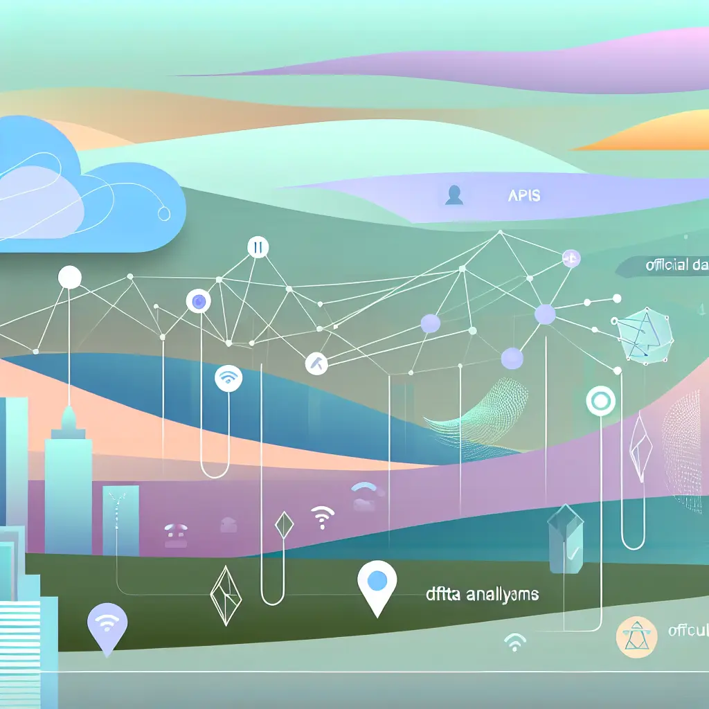 Visualización futurista de tendencias en análisis de big data gubernamental y APIs en tiempo real