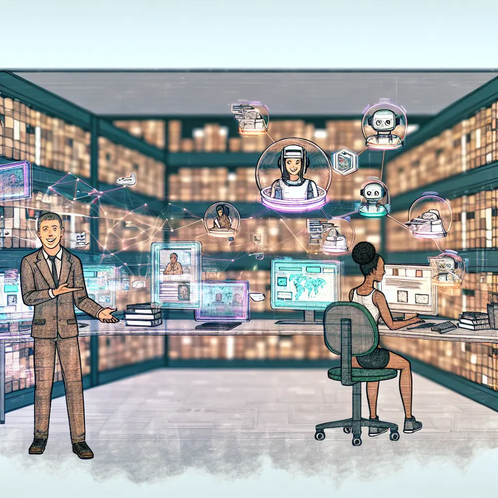 Visualización futurista de la supervisión de tesis con tecnología IA, realidad virtual y colaboración internacional