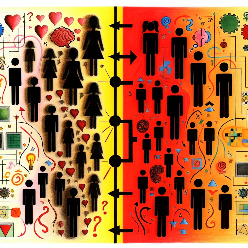 Contraste entre la complejidad del comportamiento humano y la predictibilidad de sistemas técnicos