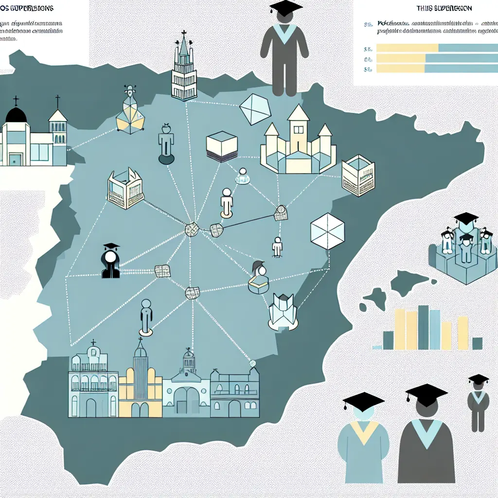Estadísticas visuales sobre supervisión de tesis en universidades españolas mostrando ratios y tiempos de finalización