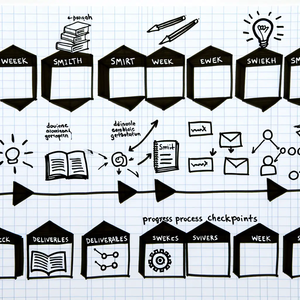 Diagrama visual de metodología sprint académica con fases semanales