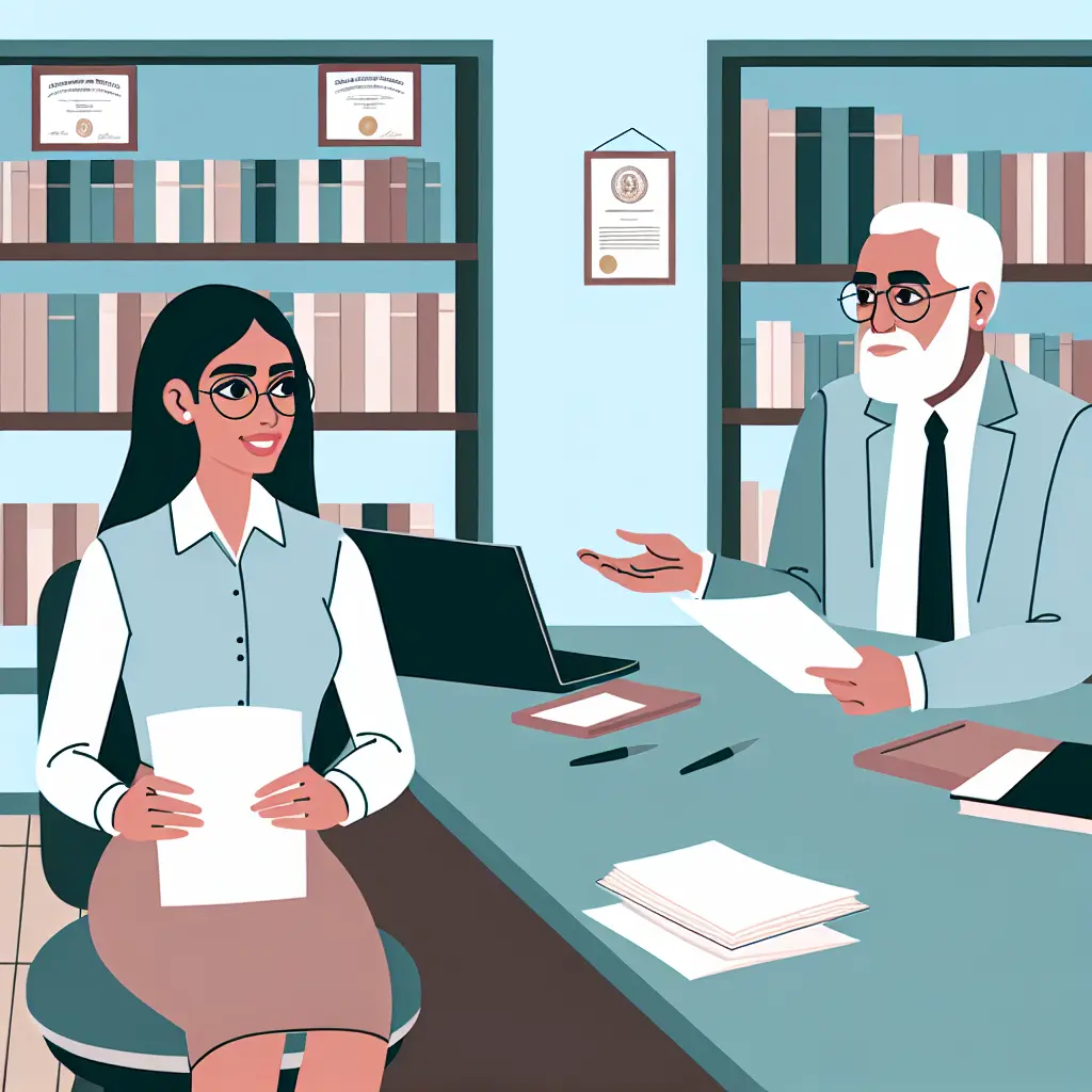 Estudiante y supervisor manteniendo una reunión académica profesional y constructiva