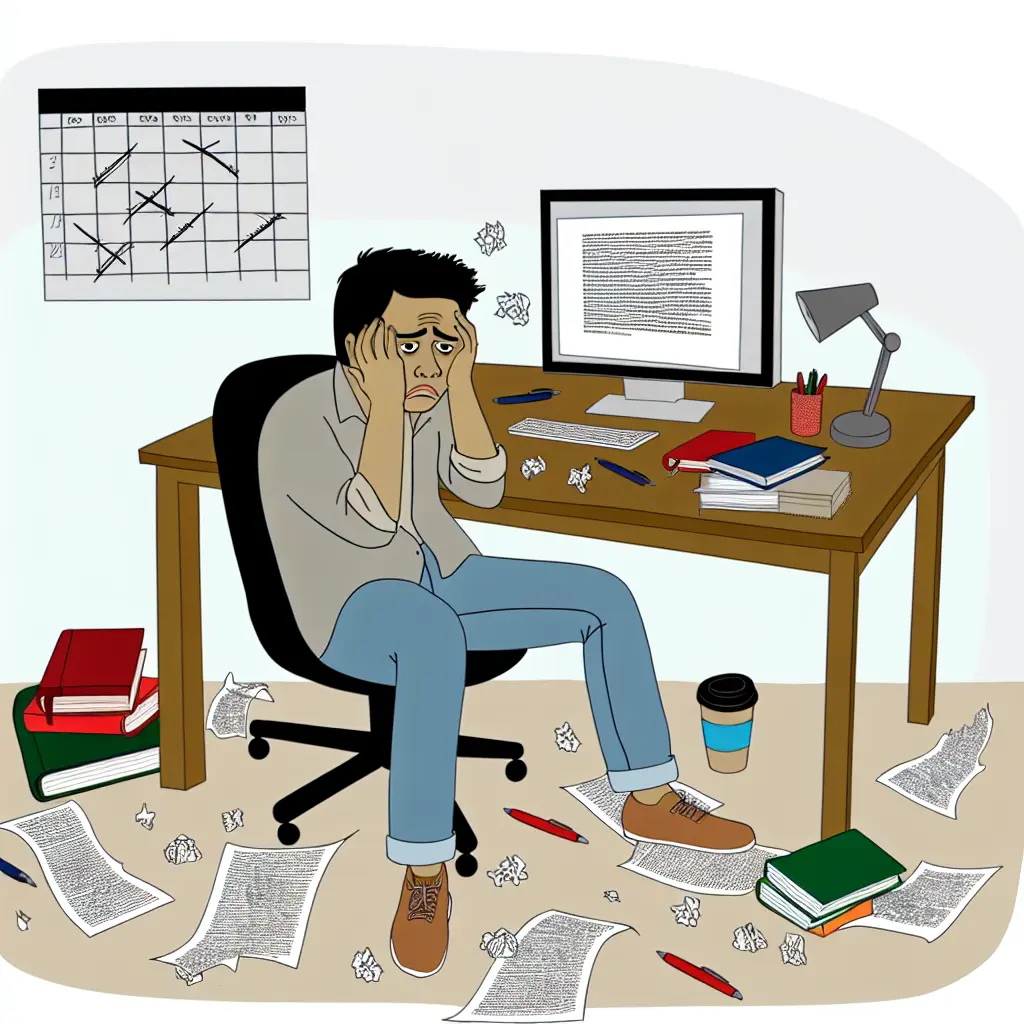 Estudiante preocupado abandonando su tesis doctoral debido a problemas con su director